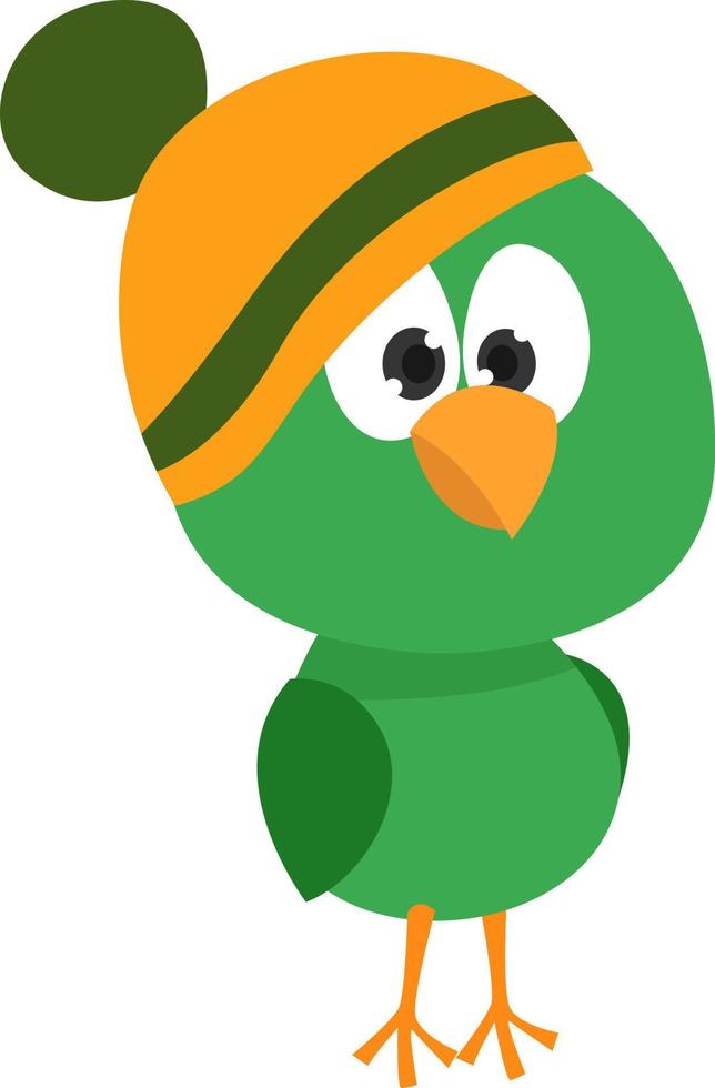 Green bird, illustration, vector on a white background.