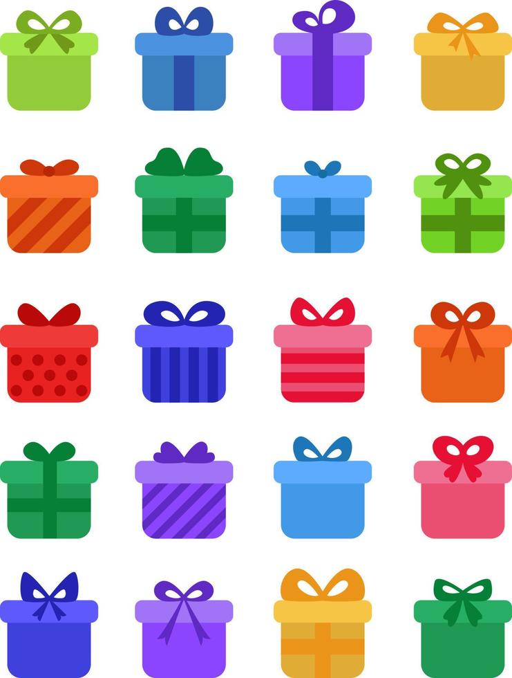 Colorful Present boxes, illustration, vector on a white background.