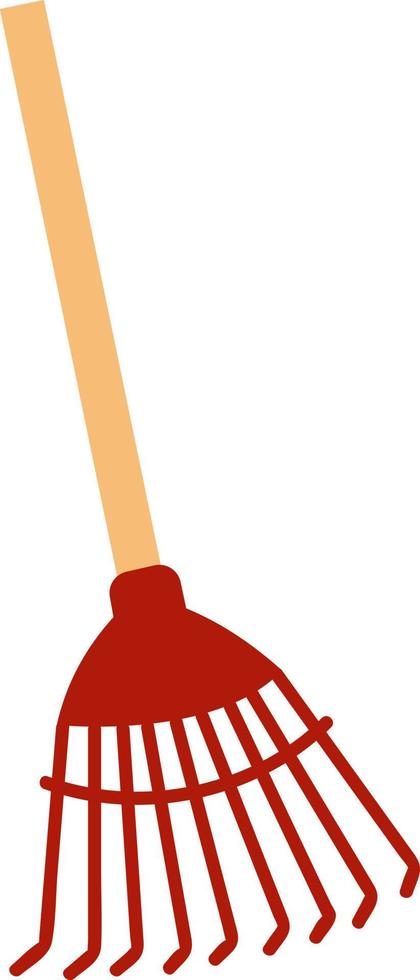 Red rake, illustration, vector on white background.