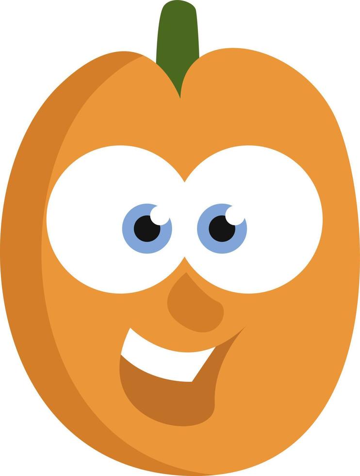 Apricot with eyes, illustration, vector on a white background.