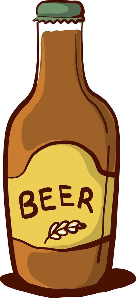Beer in bottle, illustration, vector on white background