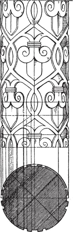 Decorated Shaft, ornamented,  vintage engraving. vector