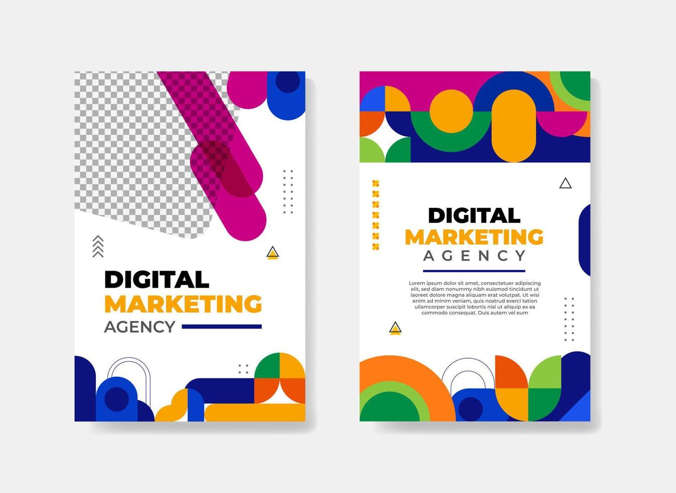 Geometric shapes colorful cover design template with A4 size vector