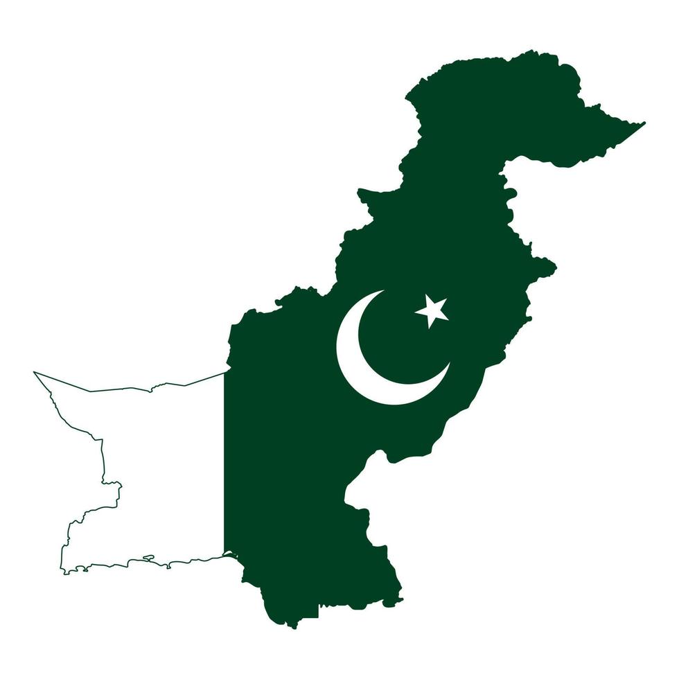diseño del mapa de la bandera nacional de pakistán, ilustración de la bandera del país de pakistán dentro del mapa vector