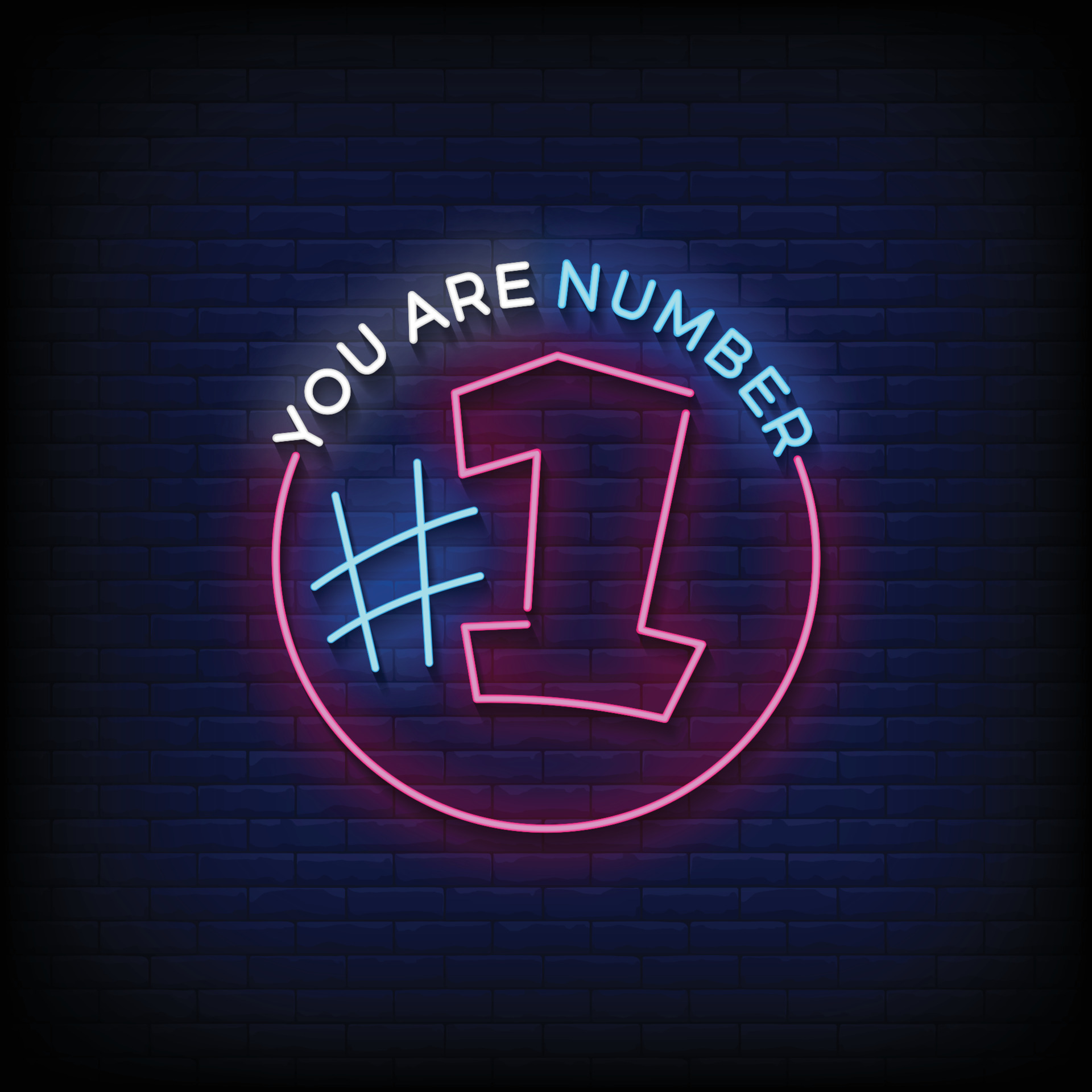 Neon Sign you are number one with brick wall background vector 13662972