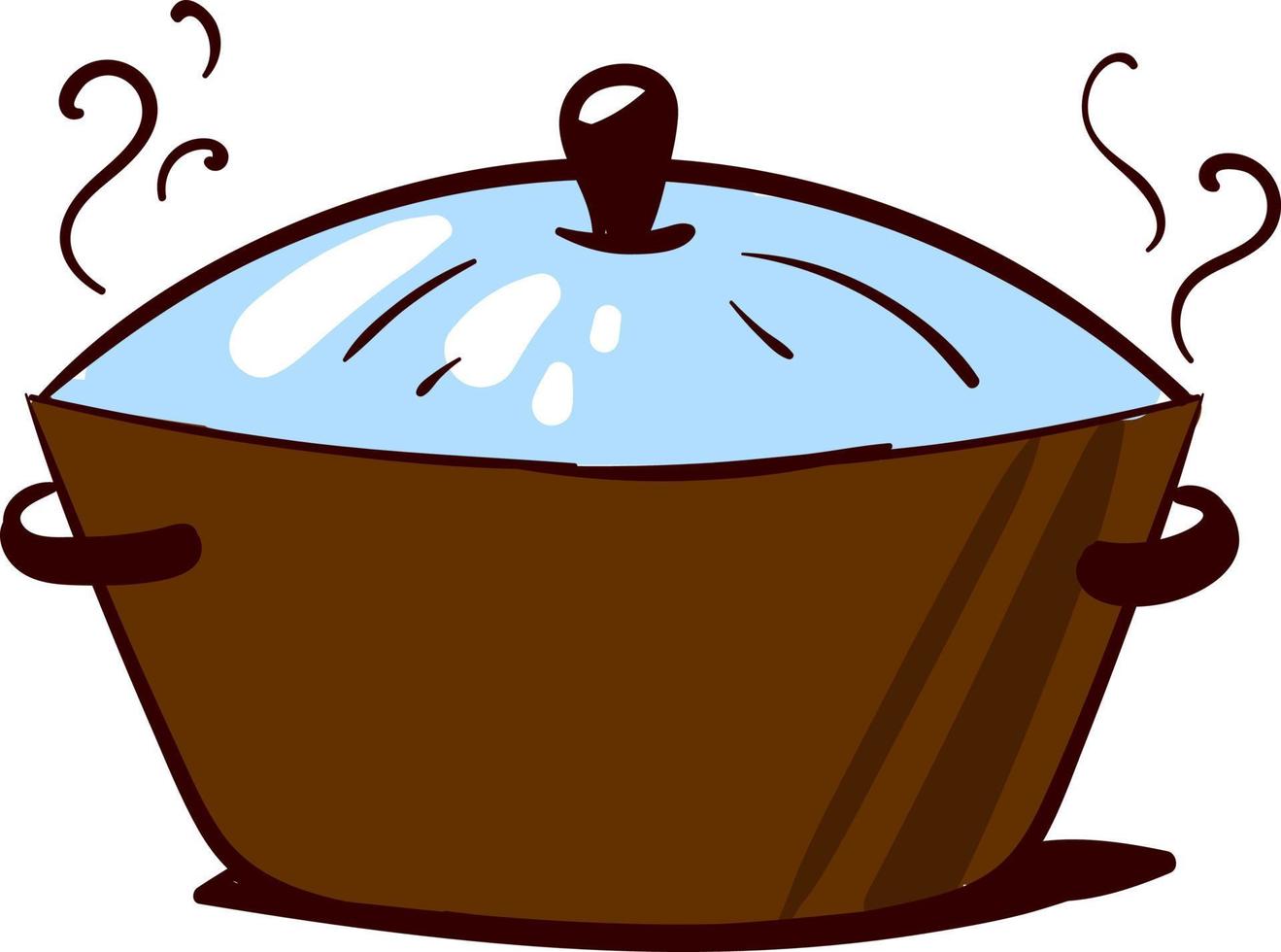 Big brown cooking pot, illustration, vector on white background