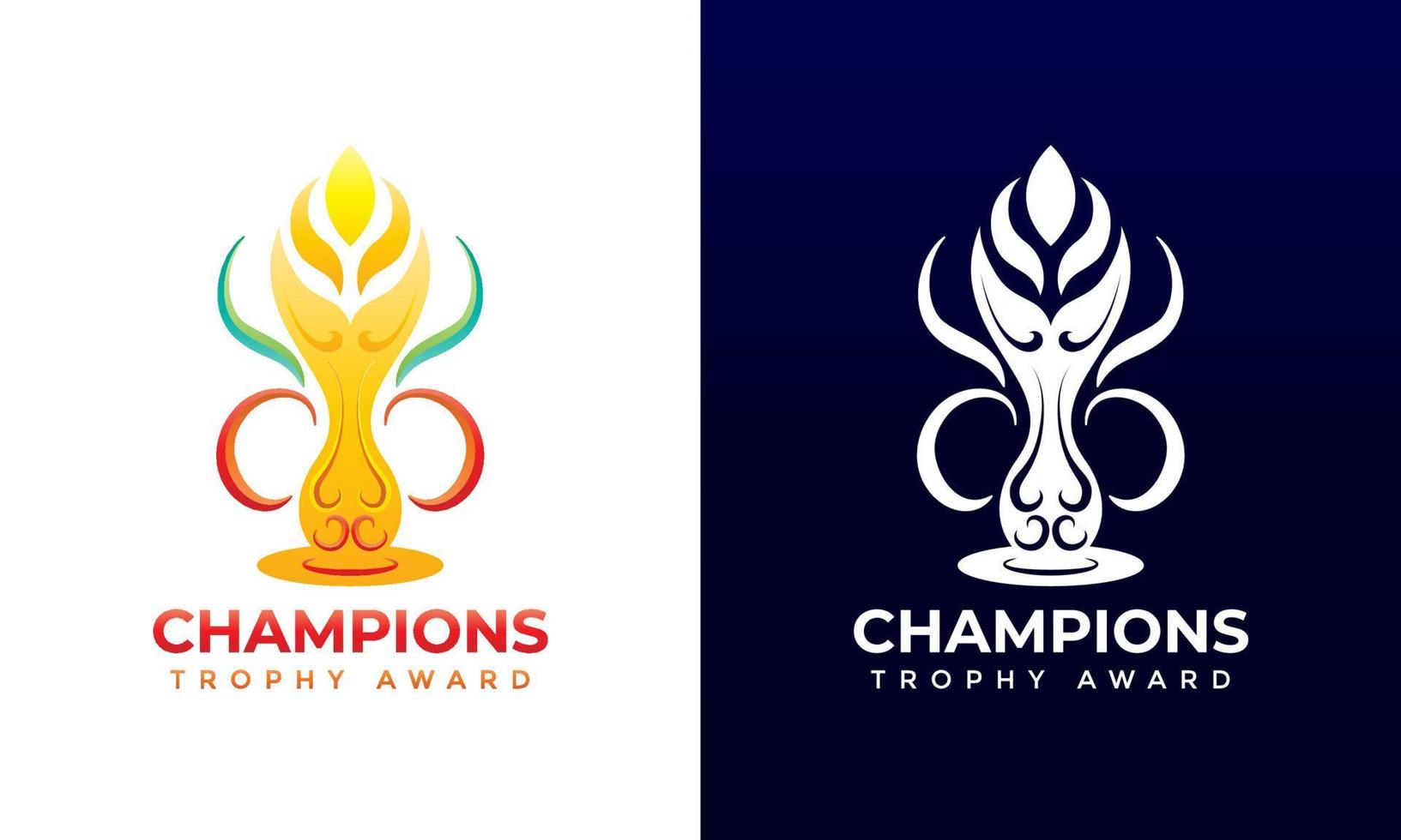 Abstract illustration of champion trophy award logo design in colorful gradient style vector