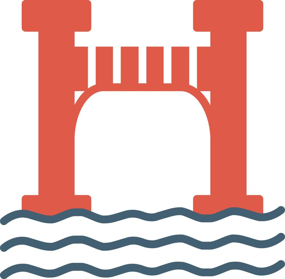 puente, plano, icono vector