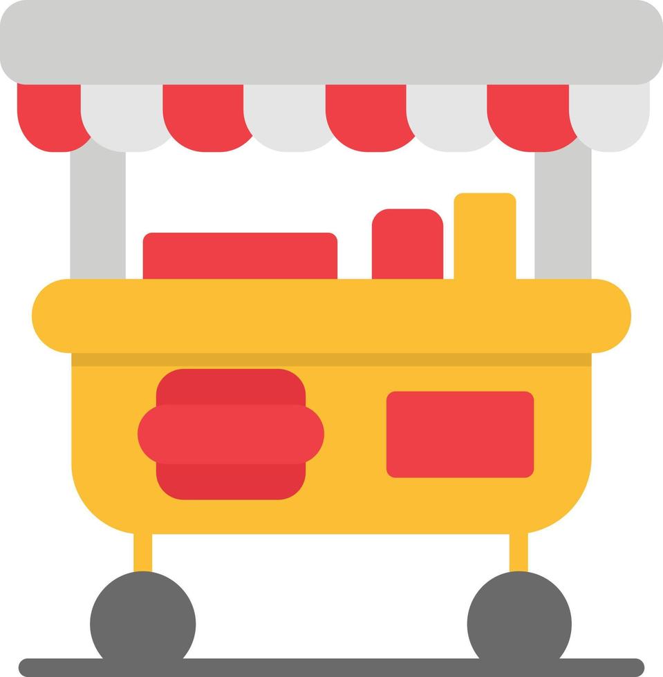 carrito de comida, plano, icono vector