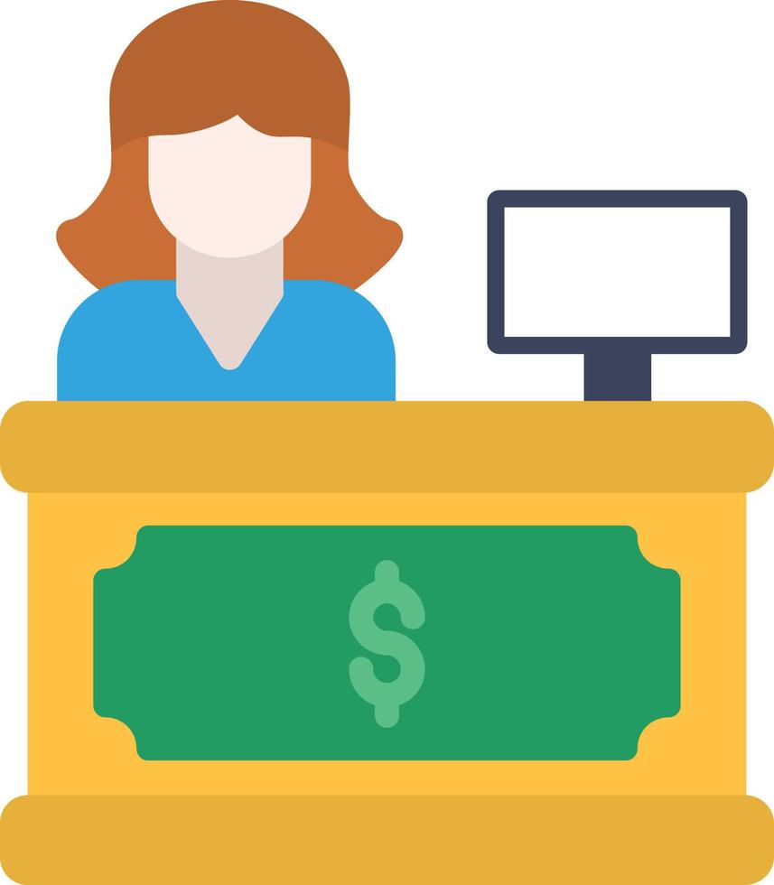 Cashier Counter Flat Icon vector