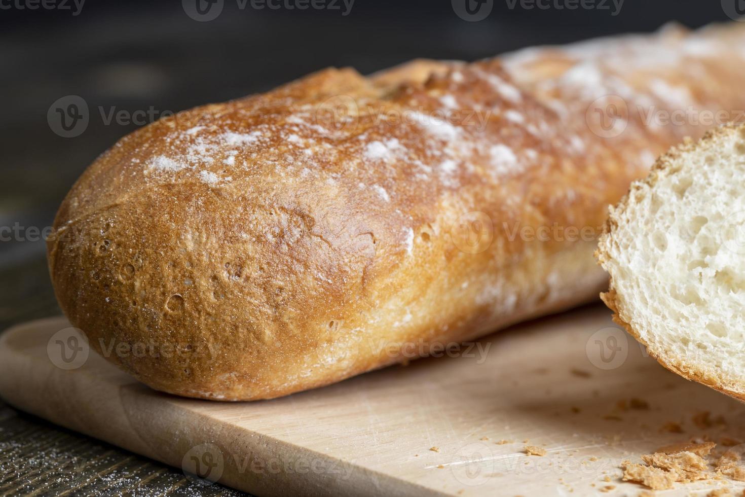 Cut white bread into pieces photo