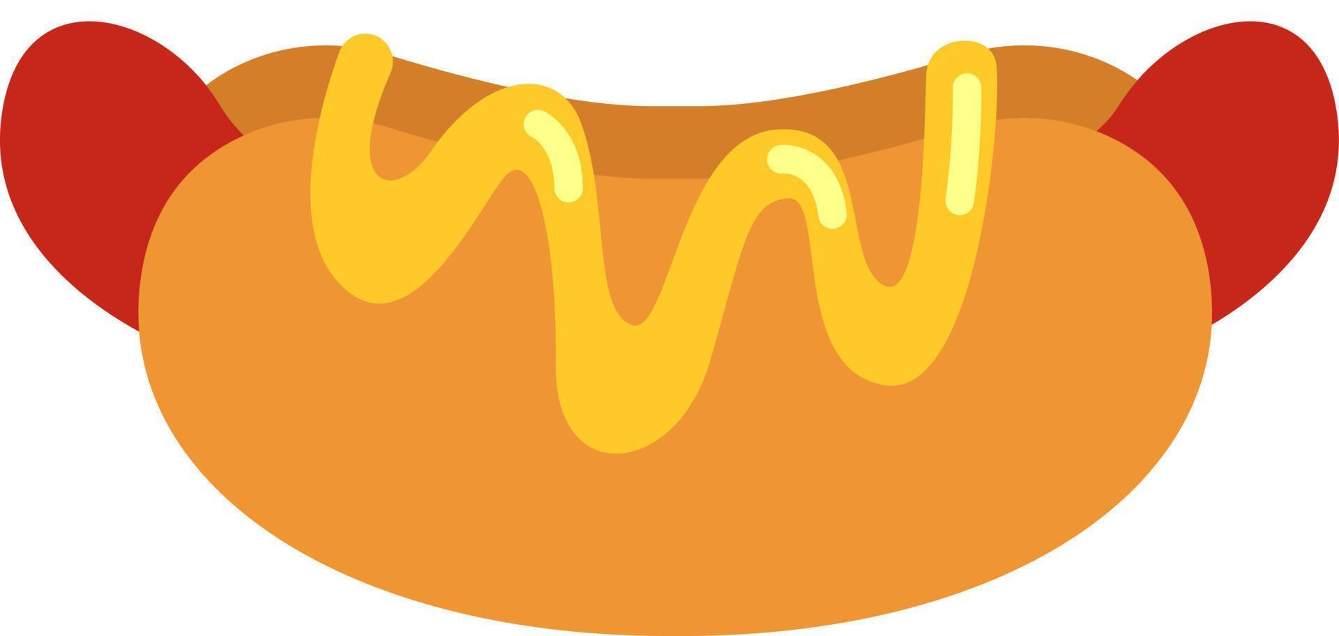 Delicious hot dog, illustration, vector on white background.