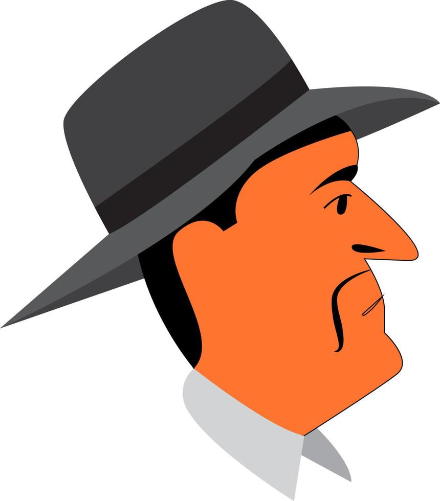 A man in a gray hat, vector or color illustration.