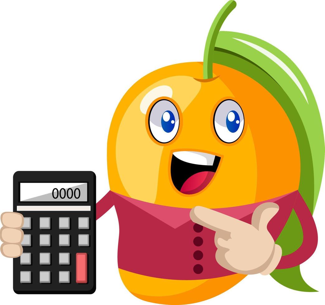 Calculadora de explotación de mango, ilustración, vector sobre fondo blanco.