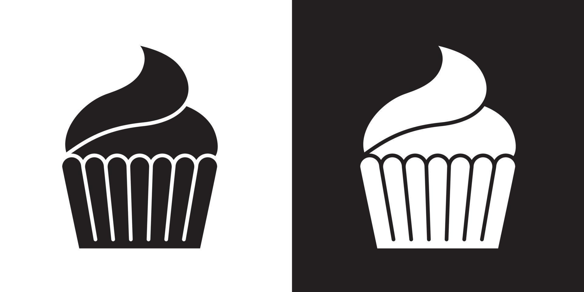 icono de la magdalena. versión en dos colores del icono vectorial de cupcake aislado en fondo blanco y negro. ilustración vectorial vector