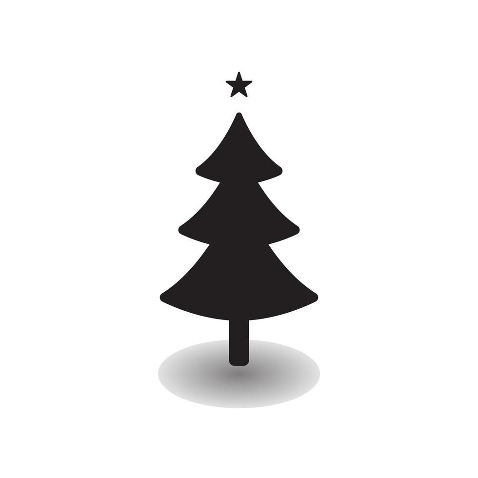 Christmas tree black icon, flat design style. Christmas tree vector silhouette. Vector illustration isolated on white background