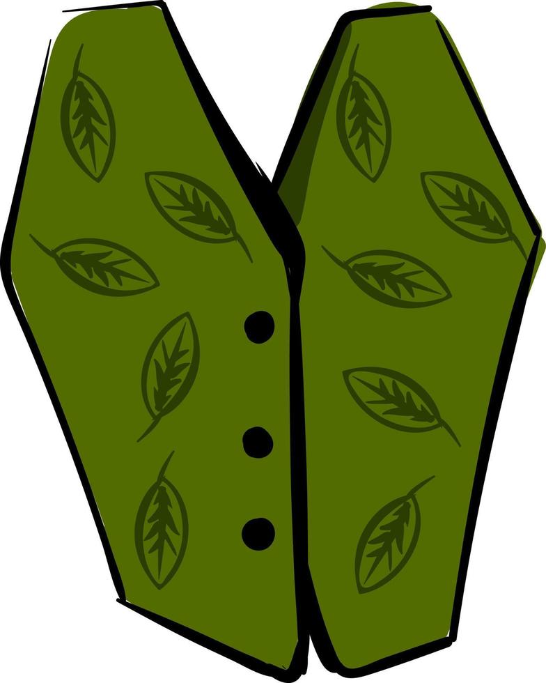 Green vest, illustration, vector on white background.