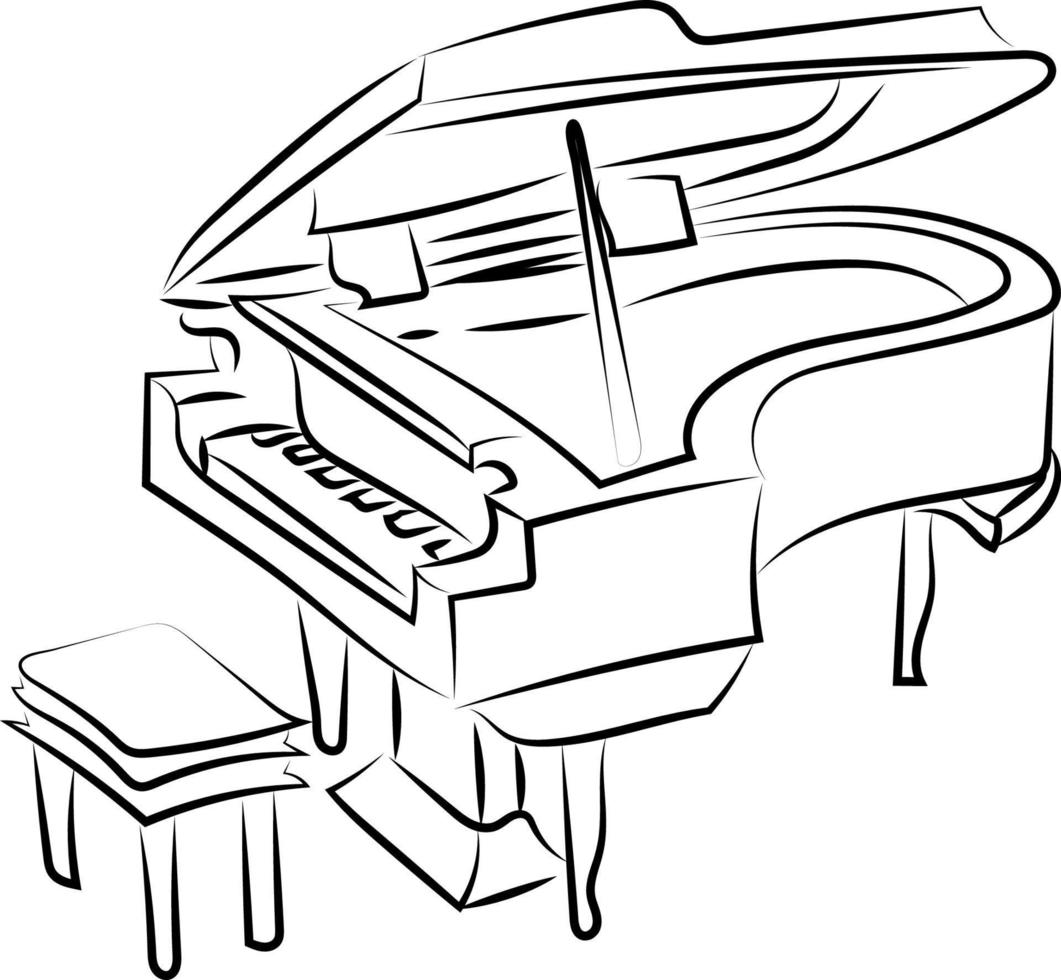 boceto de piano, ilustración, vector sobre fondo blanco.