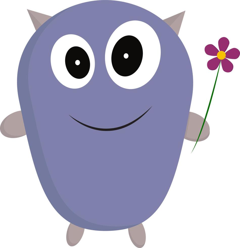 A monster with a flower, vector or color illustration.