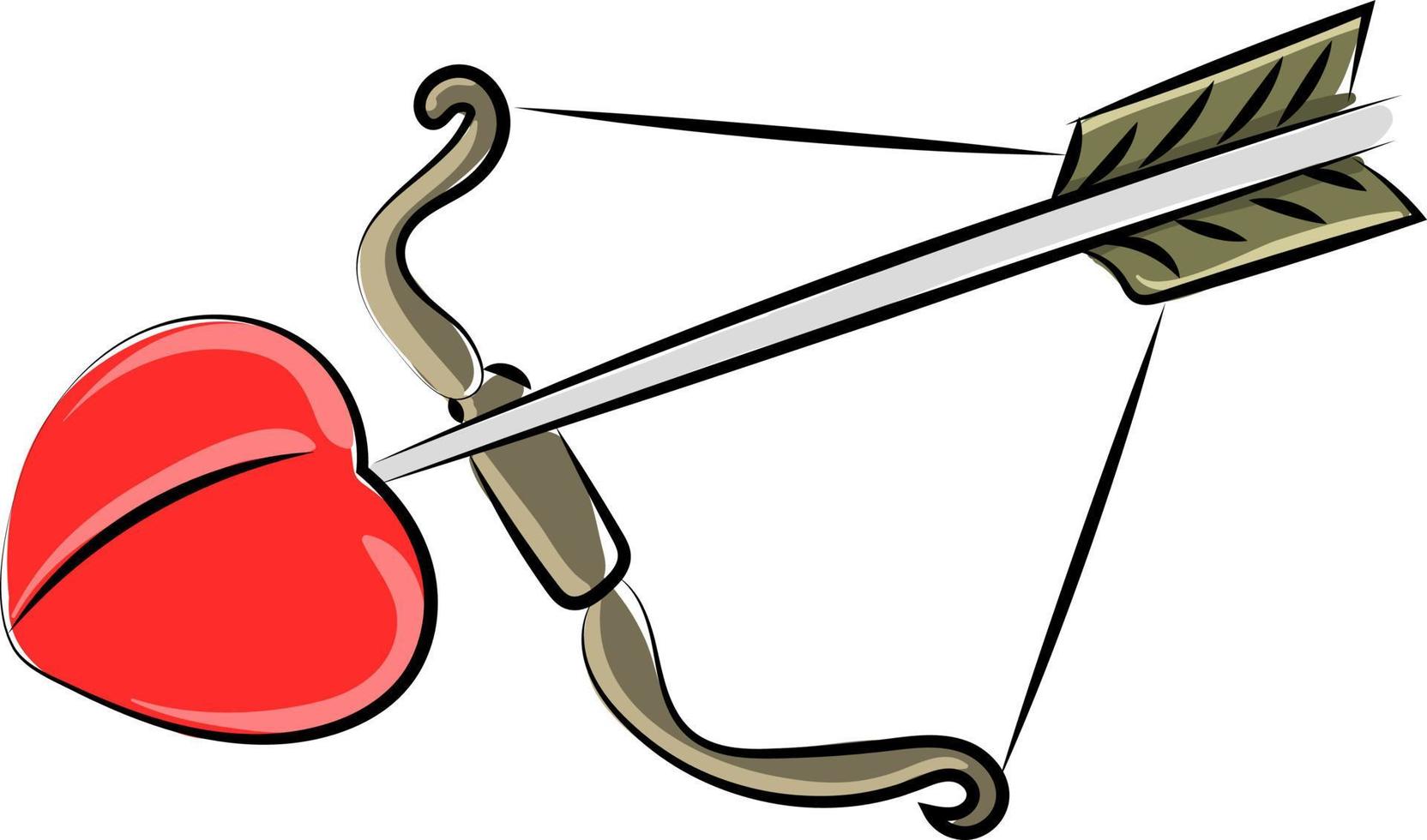 Bow and arrow, illustration, vector on white background.