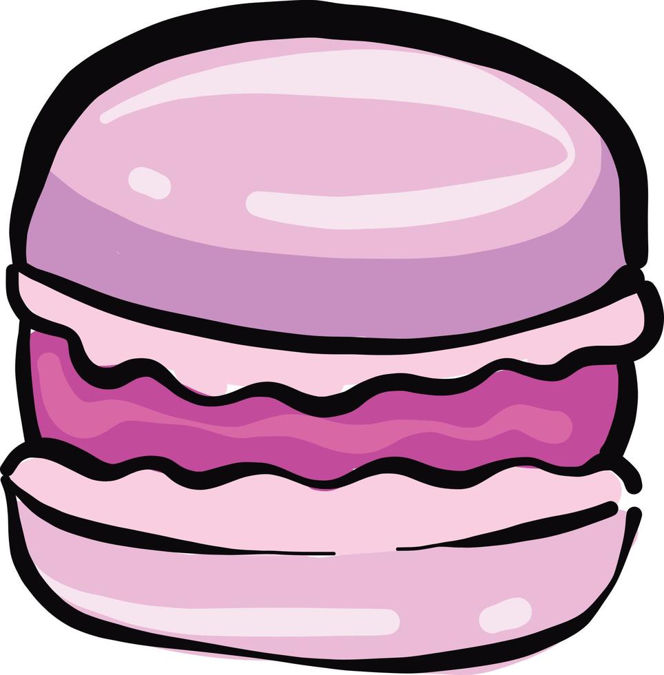 Pink hamburger, illustration, vector on a white background.