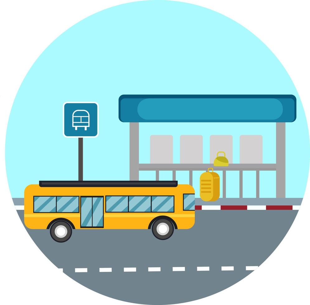 Bus stop ,illustration, vector on white background.