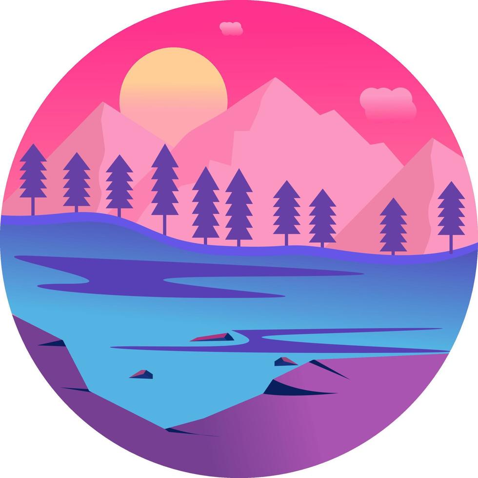 Beautiful scenery ,illustration, vector on white background.