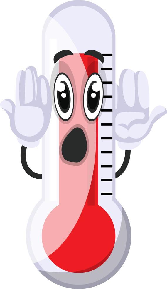 Shocked thermometer, illustration, vector on white background.