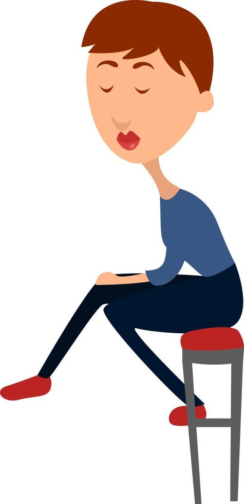 Sitting on a high chair, illustration, vector on a white background.