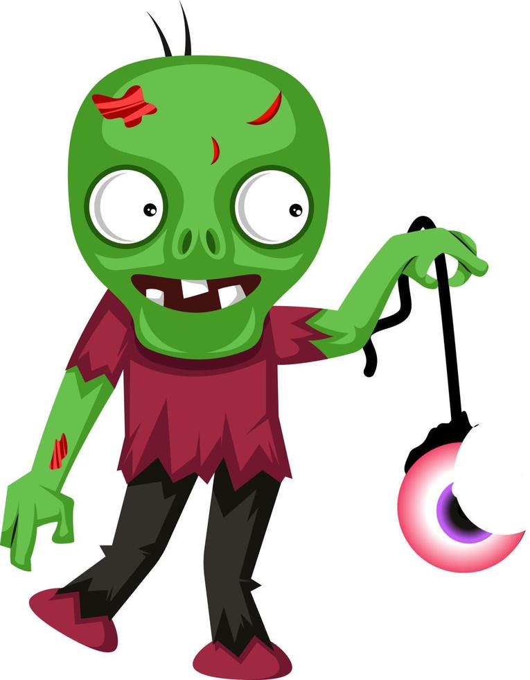 Zombie with eye, illustration, vector on white background.