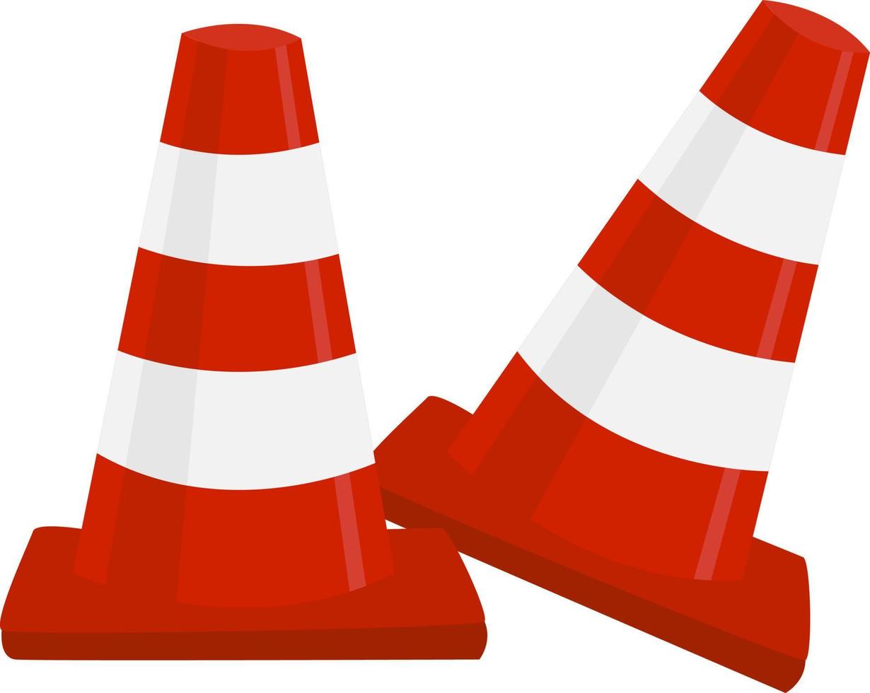 Traffic signal cone, illustration, vector on white background.