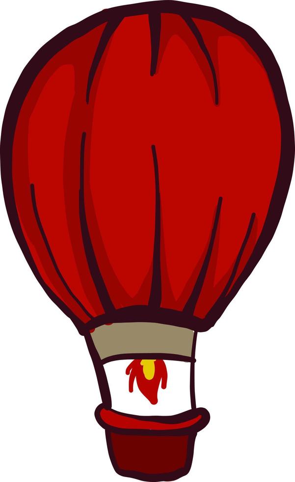 Aerostato rojo, ilustración, vector sobre fondo blanco.