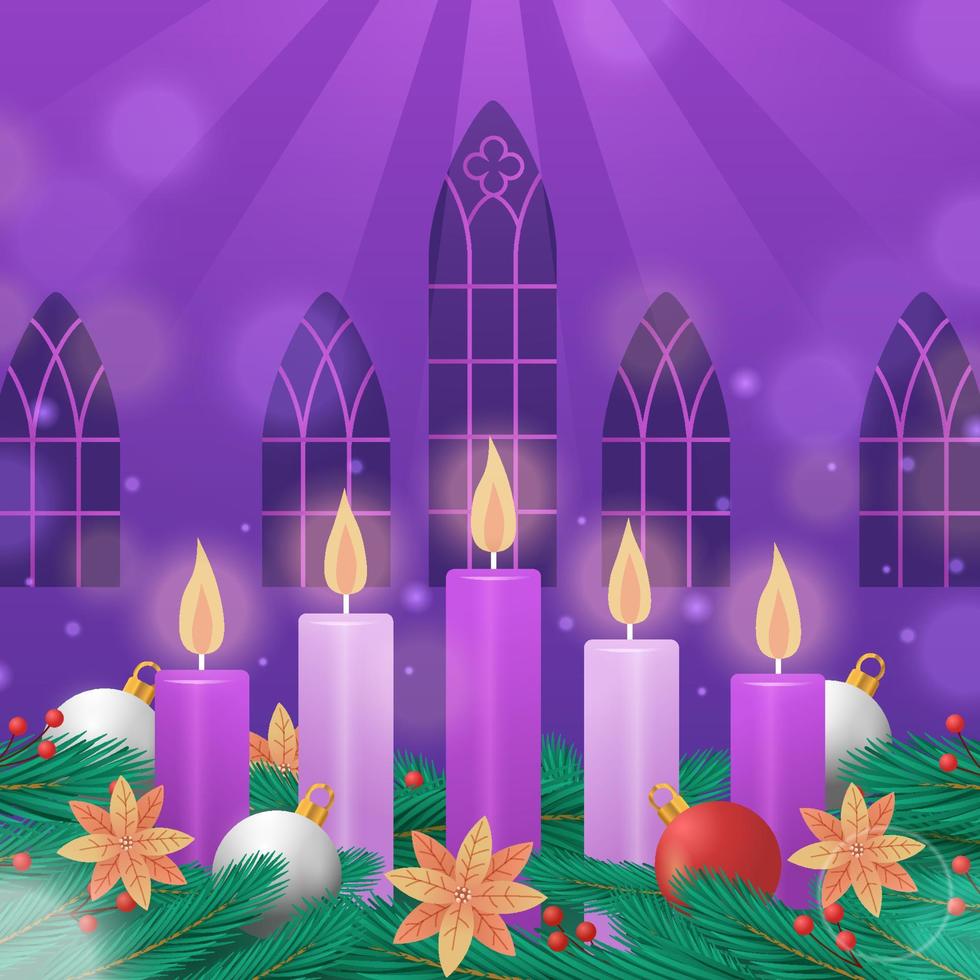 fondo de adviento con velas vector