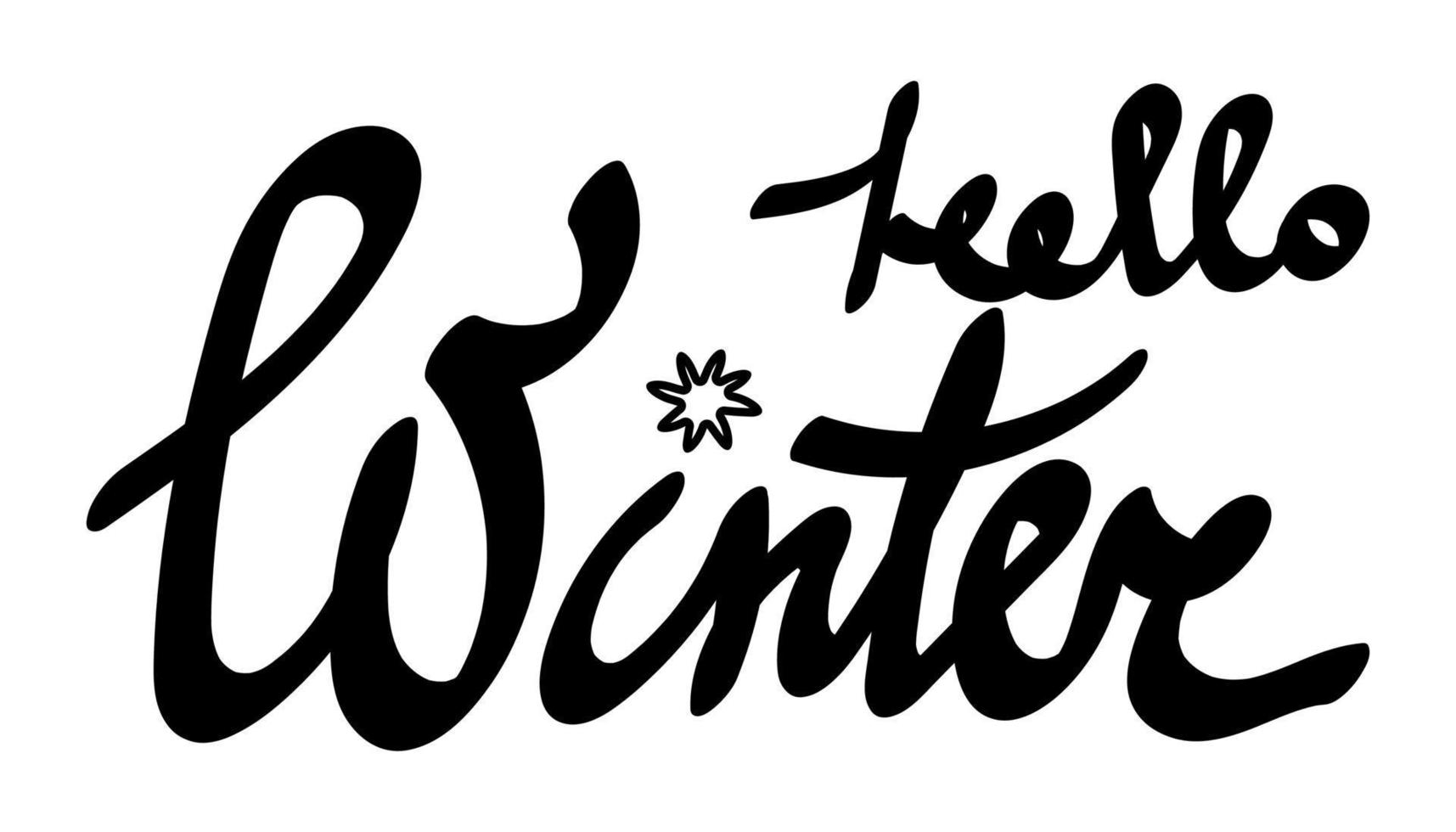 Lettering hello winter handwritten. Isolated vector on white background. Suitable for greeting cards