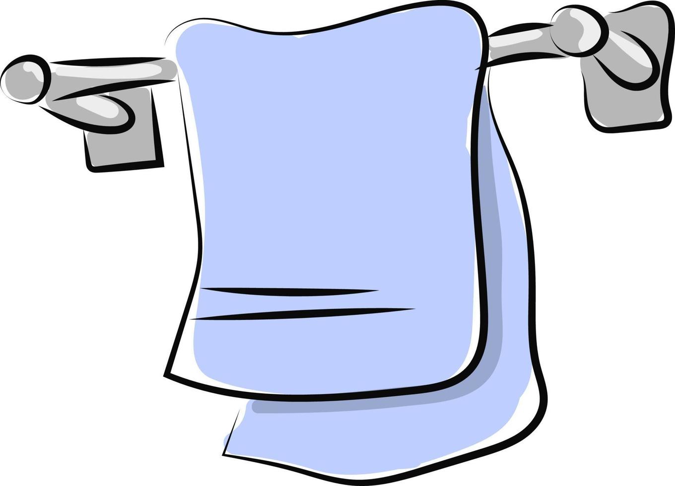 Blue towel in bathroom, illustration, vector on white background.