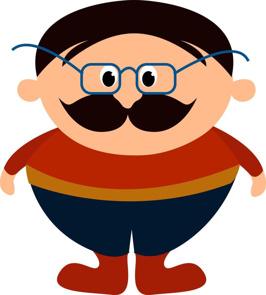 Small man with glasses, illustration, vector on white background.Small man with glasses, illustration, vector on white background.