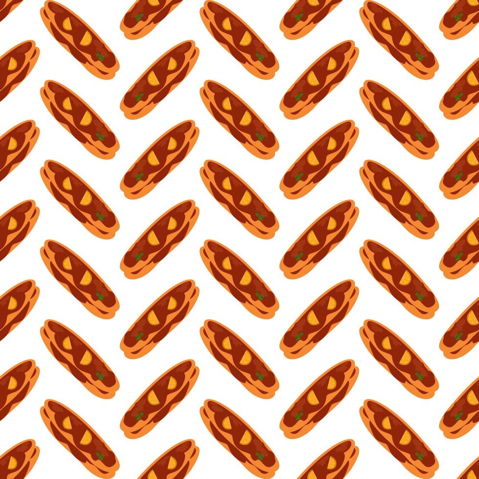 Lahmacuns pattern, seamless pattern on red background. vector