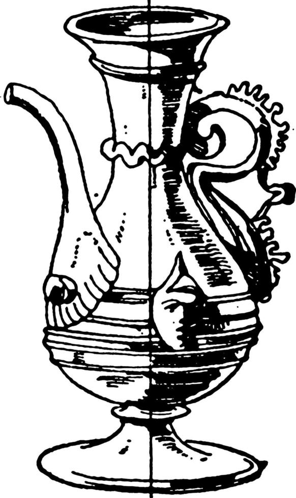 Venetian Pipe-Spout Pot, vintage illustration. vector