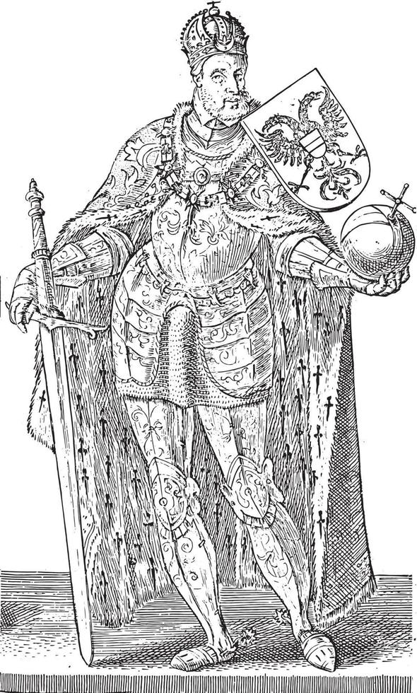 Karel de V, Hendrick Goltzius, after Willem Thibaut, vintage illustration. vector
