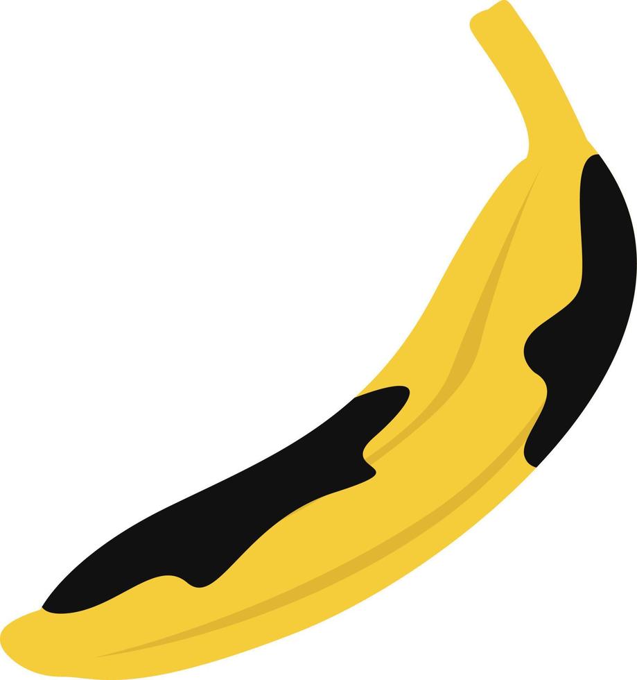 Rotten banana, illustration, vector on white background.