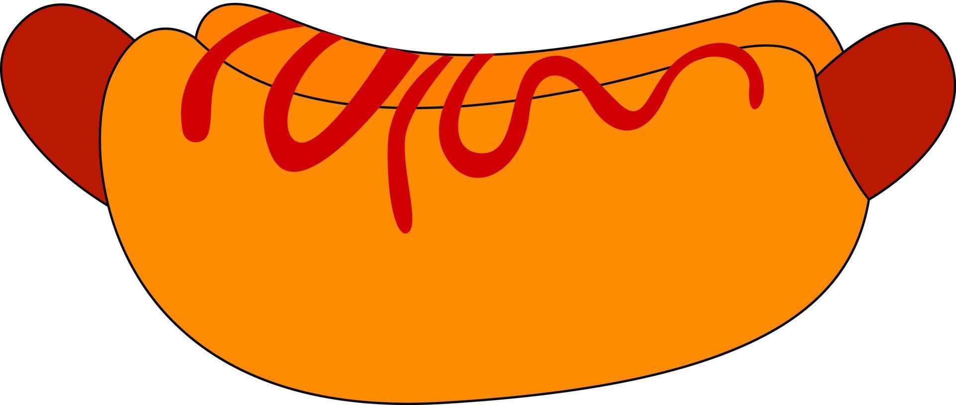 Sweet hot dog, illustration, vector on white background