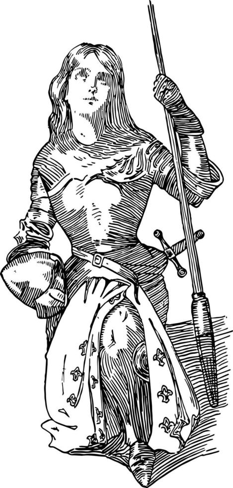 Joan of Arc vintage illustration vector