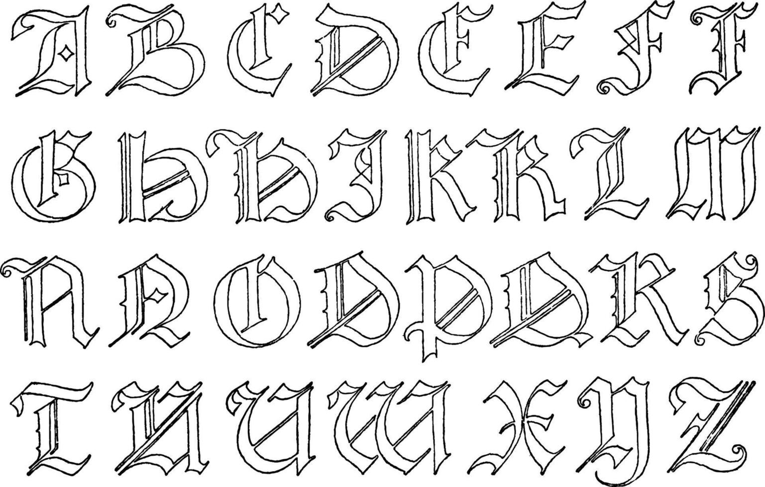 Old German Alphabet, vintage illustration vector