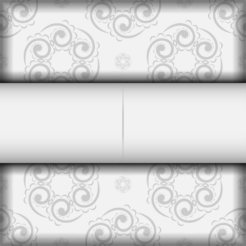 White greeting card with black vintage pattern vector