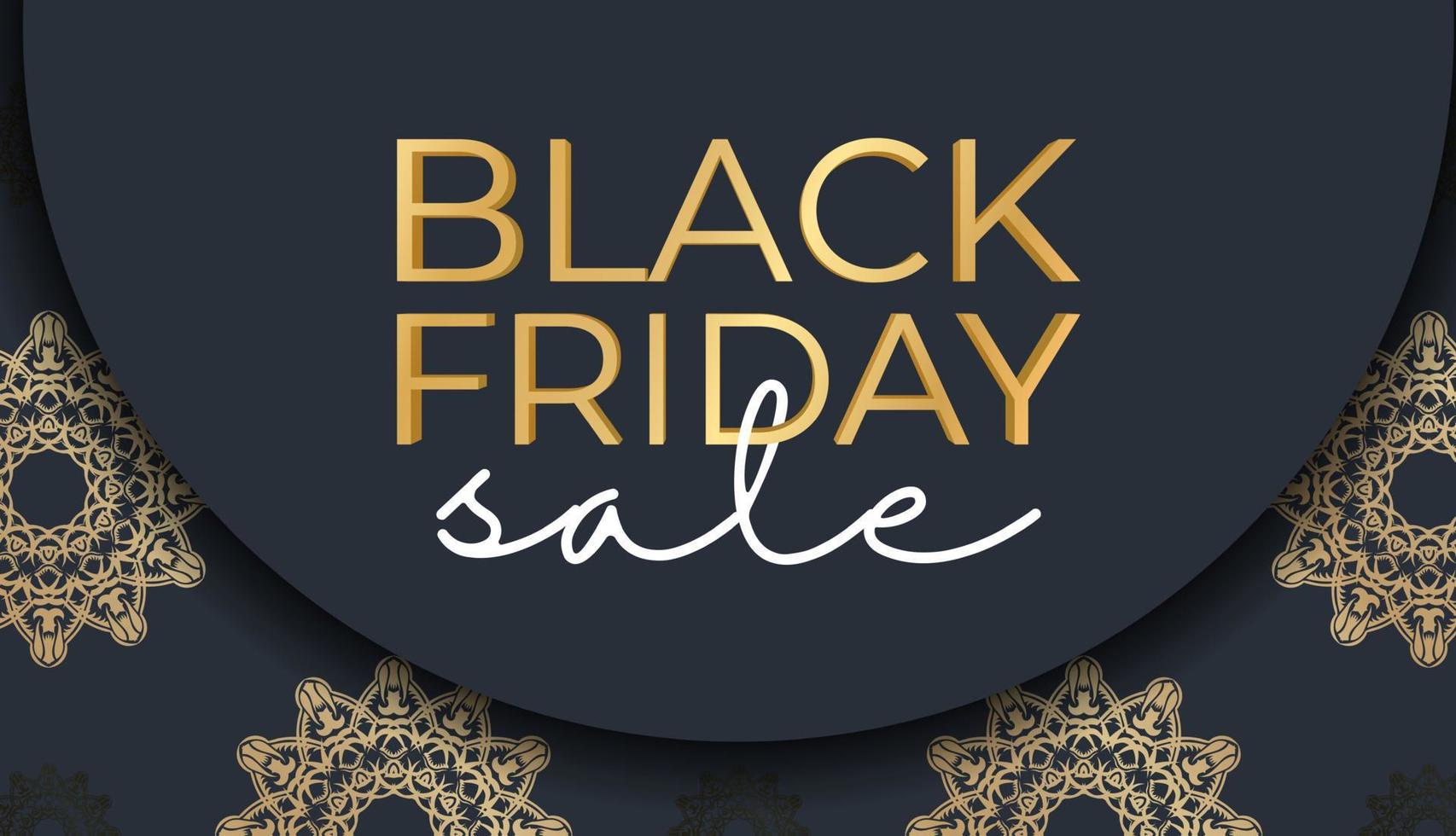 Poster for black friday dark blue with a circular gold pattern vector