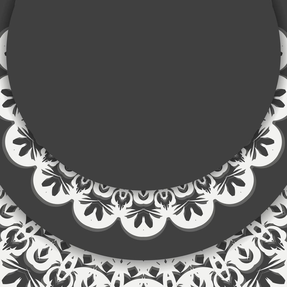 Black flyer with luxurious white ornaments for your congratulations. vector