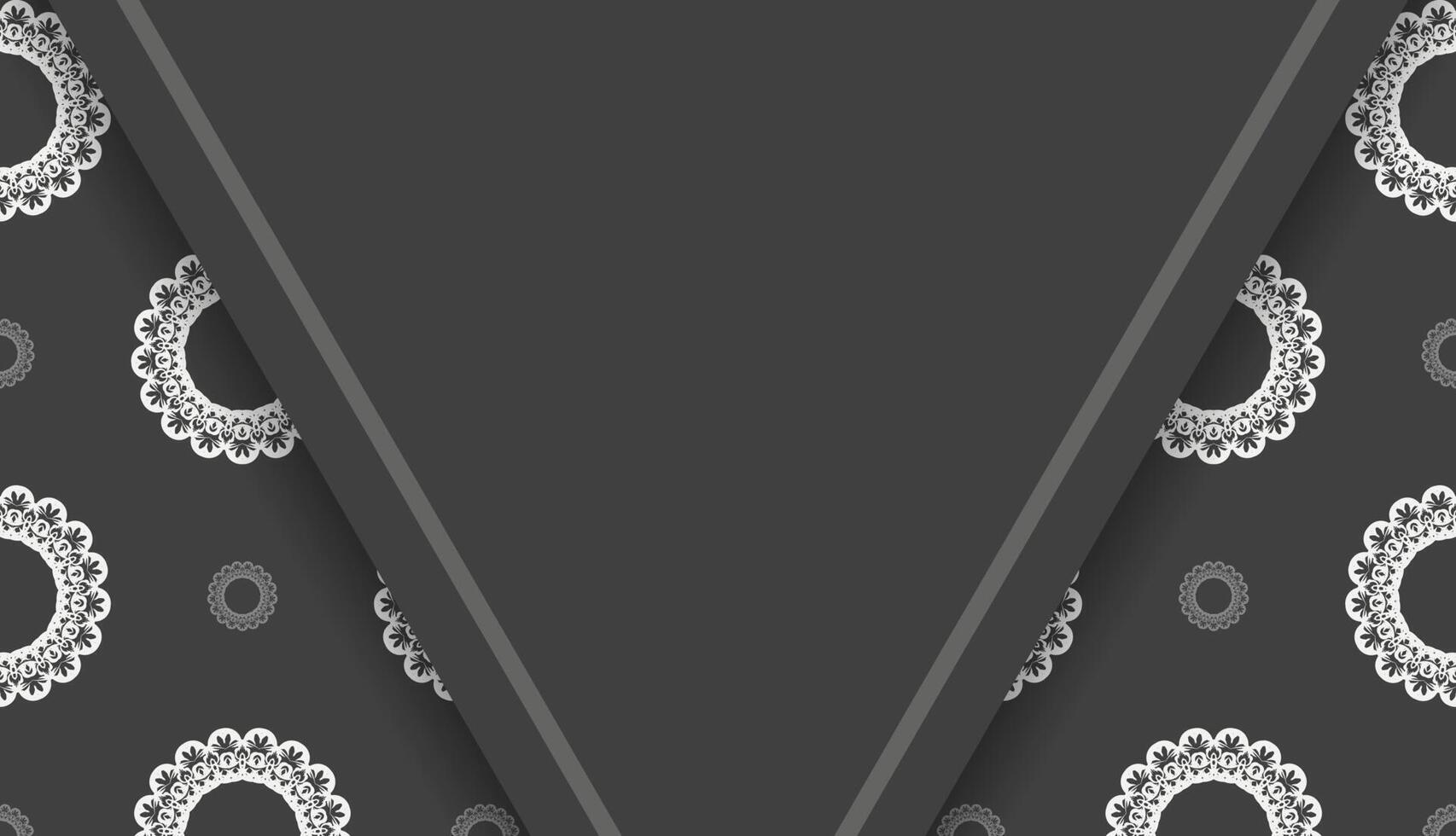 Black banner with old white ornaments and space for your logo or text vector