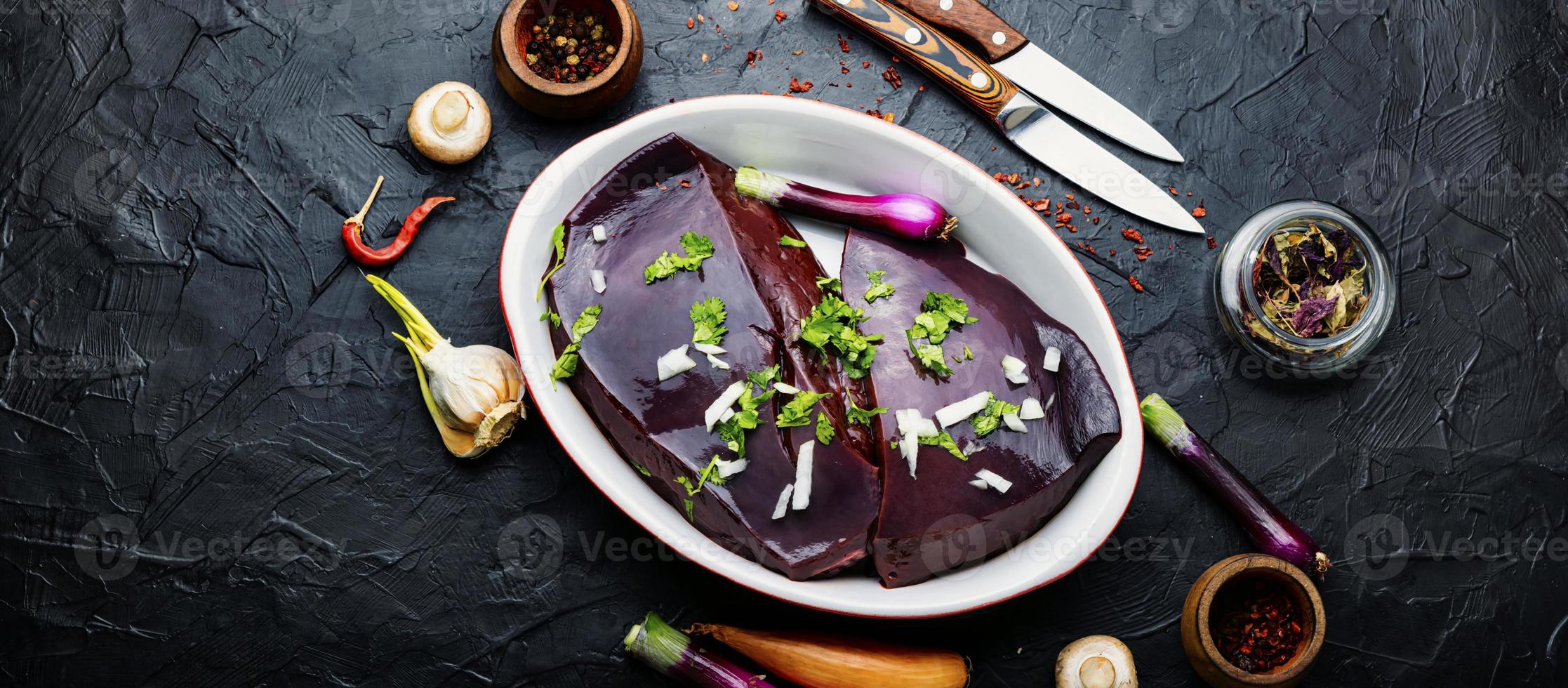 Raw beef liver photo