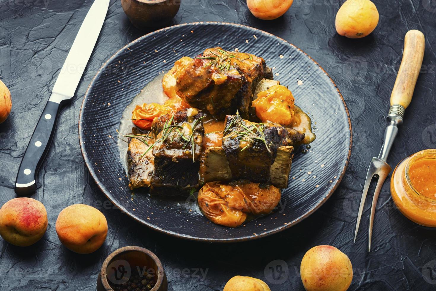 Beef ribs in apricots photo