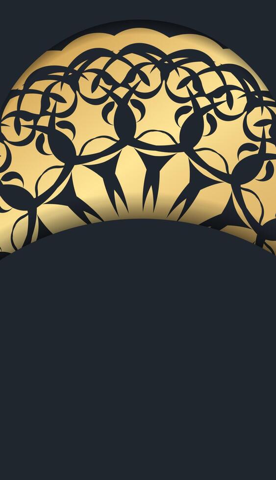 Black postcard with abstract brown ornament for your brand. vector